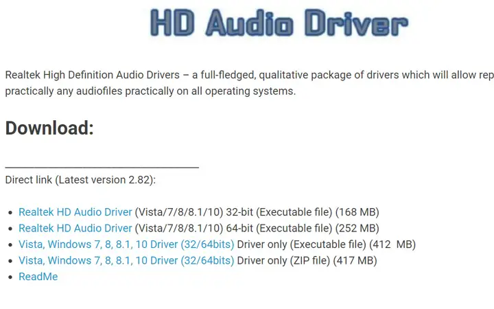 realtek audio driver windows 10 64 bit not working